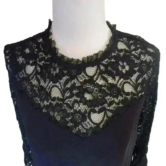 Zara Basic Dress Lace Detail Mini Shift Black Medium Chic Party Cocktail Sexy - Picture 1 of 11